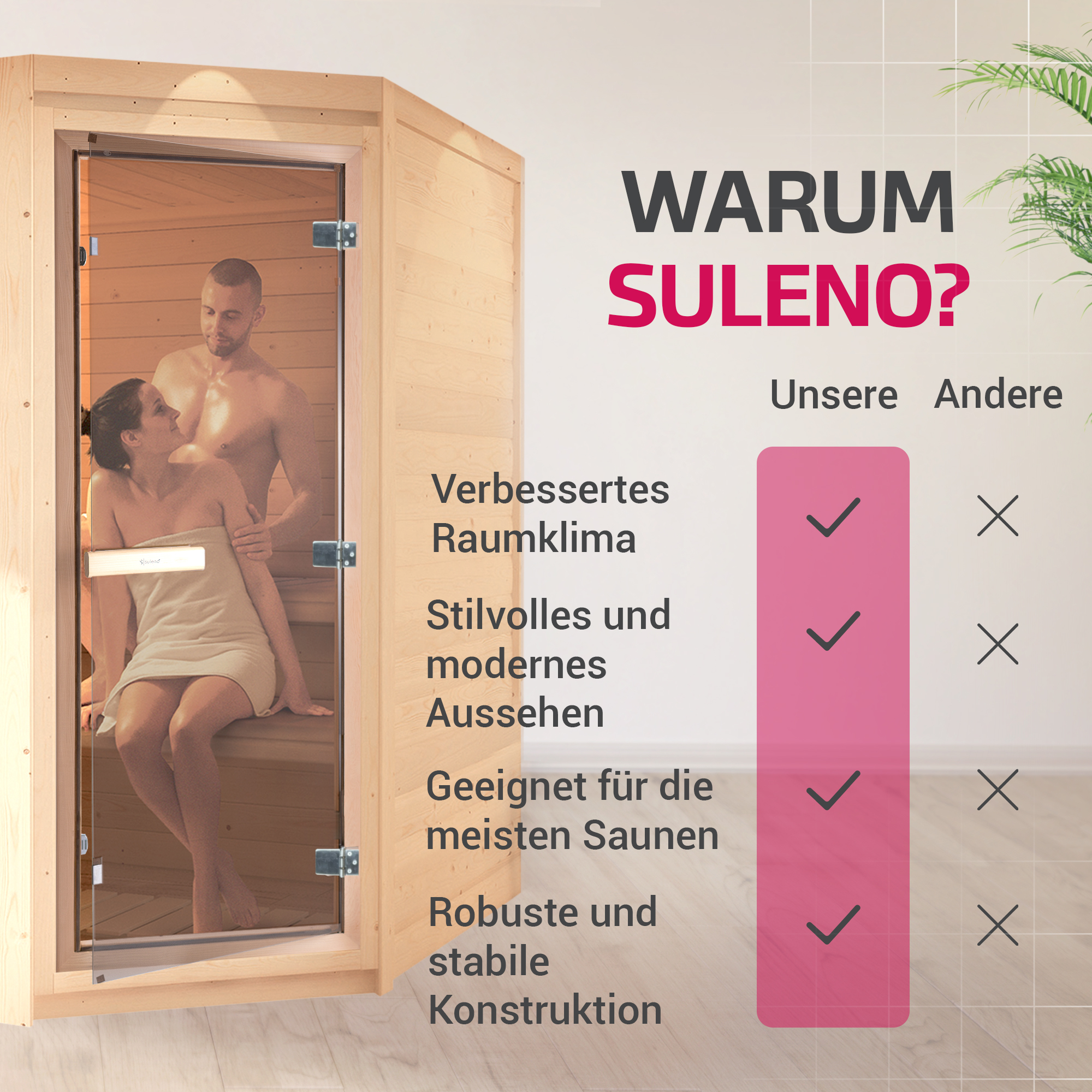 Suleno Saunatür 70x190cm Sauna Glastür ESG Saunabau Saunazubehör Heimsauna