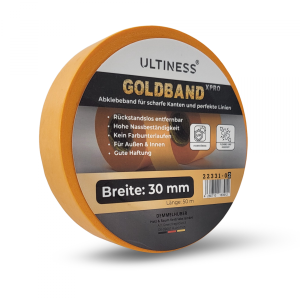 Goldband XPRO Malerkrepp 30 mm x 50 m wasserbeständig, rückstandsfrei, UV-beständig