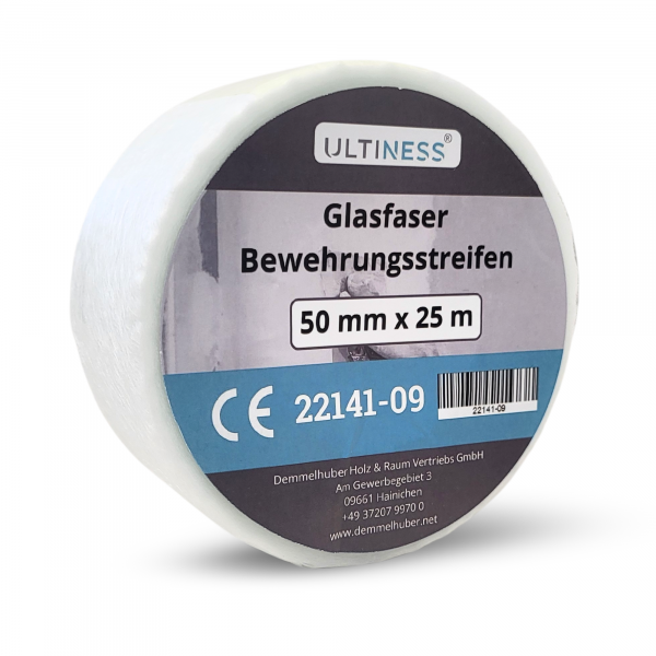 Glasfaser Bewehrungsstreifen 50 mm x 25 m - Fugendeckstreifen &amp; Fugenband für Trockenbau