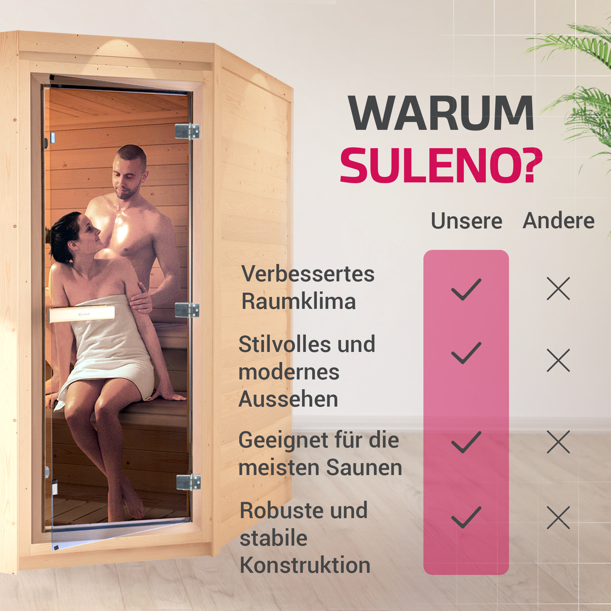 Suleno Saunatür 70x190cm Sauna Glastür ESG Saunabau Saunazubehör Heimsauna