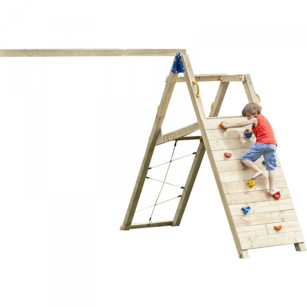 Spielturm Kletterwand Anbau mit Klettersteine Kletternetz für Kinderspielturm