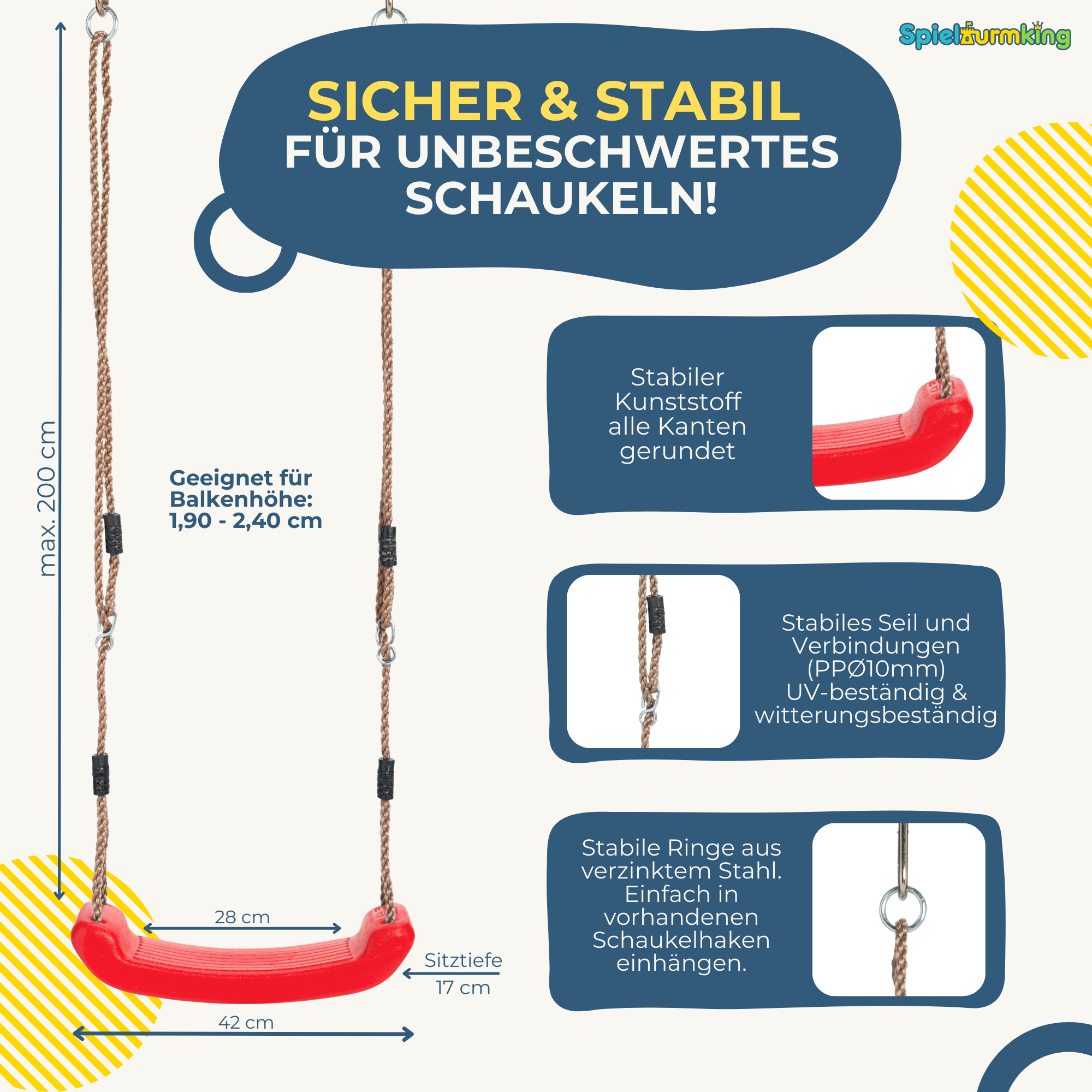 Schaukelsitz Kunststoff Schaukel Kinderschaukel Schaukel mit Seil Brettschaukel